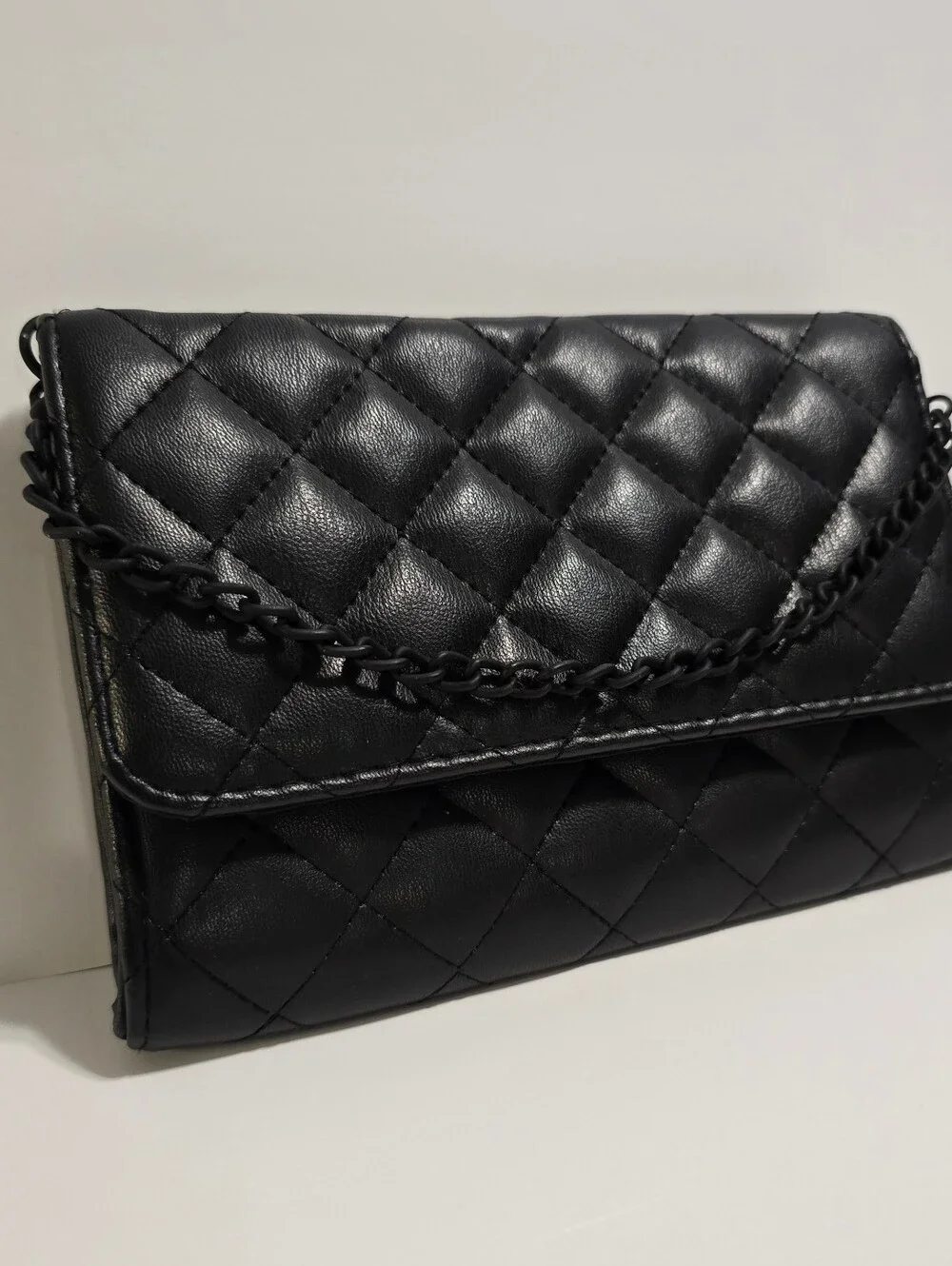 Quilted Black Chain Shoulder Bag - Women's Elegant Crossbody